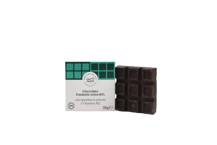 Cioccolato Fondente Extra 60% con Spirulina e Vitamina B12